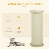 85cm Tall Cat Scratching Post with Sisal Rope, Soft Plush, Anti Tip - Beige