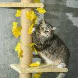 242cm Adjustable Floor-To-Ceiling Cat Tree w/ Anti-Slip Kit - Yellow