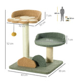 52cm Cat Tree for Indoor Cats, Scratching Posts with Two Bed, Toy Ball