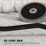 120cm EZ Curl Bar with Spring Clips, Barbell Bar for 5cm Weight Plates, 8kg