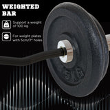 120cm EZ Curl Bar with Spring Clips, Barbell Bar for 5cm Weight Plates, 8kg