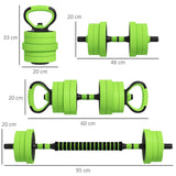 4-in-1 Weight Dumbbells Set, Barbell, Kettlebell, Push Up Stand, 20kg