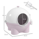 PawHut Large Cat Litter Box with Scoop, Front Entrance, 53 x 51 x 48cm - Pink