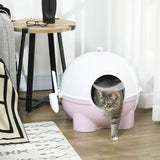 PawHut Large Cat Litter Box with Scoop, Front Entrance, 53 x 51 x 48cm - Pink