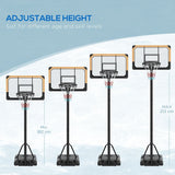 SPORTNOW Basketball Backboard Hoop Net Set System with Wheels, 182-213cm, Black