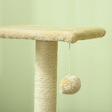 PawHut 72cm Cat Tree Climbing Tower with Sisal Scratching Post - Cream White