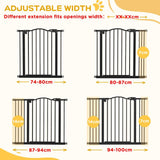 PawHut 74-100cm Adjustable Metal Pet Gate Safety Barrier w/ Auto-Close Black