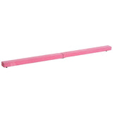 HOMCOM Balance Beam Trainer Fold Performance Gymnastics Suede Pink Home