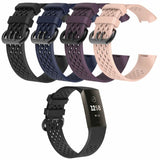 Aquarius Holes Soft Silicone Replacement Strap Band for Fitbit Charge 3