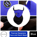 Aquarius Thermal Neoprene Face & Neck Mask Warm & Breathable Biker Mask, Blue