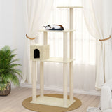 Cat Tree with Sisal Scratching Posts Cream 147 cm