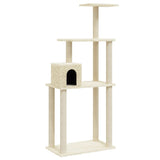 Cat Tree with Sisal Scratching Posts Cream 147 cm