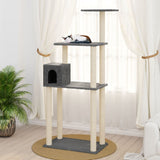 Cat Tree with Sisal Scratching Posts Dark Grey 147 cm