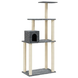 Cat Tree with Sisal Scratching Posts Dark Grey 147 cm