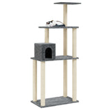 Cat Tree with Sisal Scratching Posts Dark Grey 147 cm