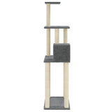 Cat Tree with Sisal Scratching Posts Dark Grey 147 cm