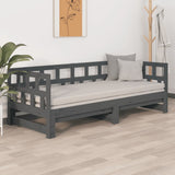 Pull-out Day Bed Grey Solid Wood Pine 2x(90x190) cm