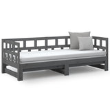 Pull-out Day Bed Grey Solid Wood Pine 2x(90x190) cm