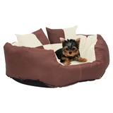 Reversible & Washable Dog Cushion Brown and Cream 65x50x20 cm