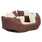 Reversible & Washable Dog Cushion Brown and Cream 65x50x20 cm