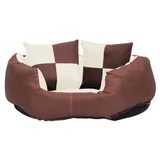 Reversible & Washable Dog Cushion Brown and Cream 65x50x20 cm