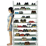 100cm Ultra Large Capacity 10 Layers Non-woven Fabrics & Steel Shoe Rack Gray