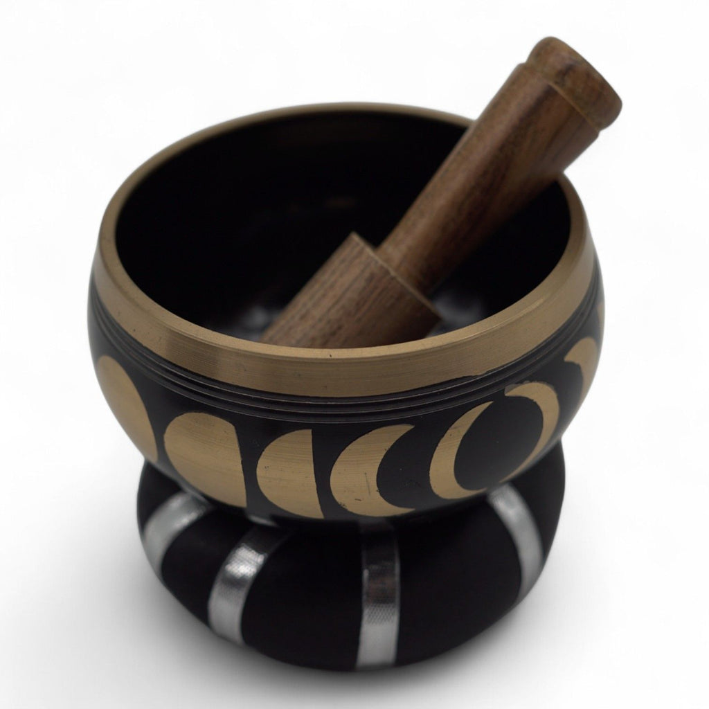 Moon Phase Singing Bowl Set- Black 10.7cm