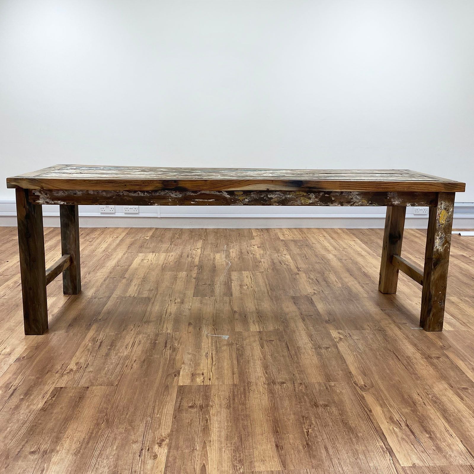 Recycled Teakwood Display / Dining Table 2.2m - No Bottom Shelf