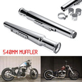 2X 540mm Motorcycle Retro Tail Exhaust Pipe Tube Muffler Silencer For Cafe Racer Bobber Chopper