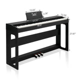 Glarry GDP-104 88 Keys Full Weighted Keyboards Digital Piano with Furniture Stand, Power Adapter, Triple Pedals, Headphone, for All Experience Levels Black