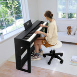 Glarry GDP-104 88 Keys Full Weighted Keyboards Digital Piano with Furniture Stand, Power Adapter, Triple Pedals, Headphone, for All Experience Levels Black