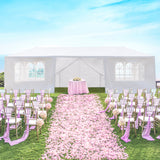 10'x30' Outdoor Party Tent with 8 Removable Sidewalls, Waterproof Canopy Patio Wedding Gazebo, White