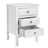 45*38*63cm Country Style Three Drawer Night Table Large Size White