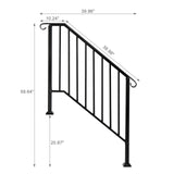 Artisasset Matte Black Outdoor 3 Level Iron Handrail