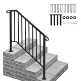 Artisasset Matte Black Outdoor 3 Level Iron Handrail