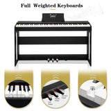 Glarry GDP-104 88 Keys Full Weighted Keyboards Digital Piano with Furniture Stand, Power Adapter, Triple Pedals, Headphone, for All Experience Levels Black