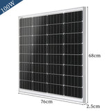 Rectangular Monocrystalline 18V 100W Glass 5.48A Solar Panel