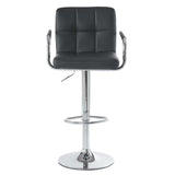 2pcs 60-80cm 6 Checks Round Cushion Bar Stools with Armrest black