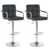 2pcs 60-80cm 6 Checks Round Cushion Bar Stools with Armrest black