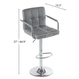 2pcs 60-80cm 6 Checks Round Cushion Armrest Bar Stool Gray