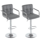 2pcs 60-80cm 6 Checks Round Cushion Armrest Bar Stool Gray