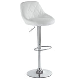 2pcs Adjustable High Type with Disk No Armrest Rhombus Backrest Design Bar Stools White