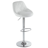 2pcs Adjustable High Type with Disk No Armrest Rhombus Backrest Design Bar Stools White