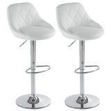 2pcs Adjustable High Type with Disk No Armrest Rhombus Backrest Design Bar Stools White