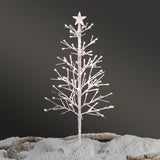 4ft With Stars On Top, Snowy Fir Shape, Plastic Material, 80 Warm Colors, 80 Branches, Indoor Tree Lights, White