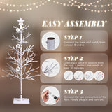 4ft With Stars On Top, Snowy Fir Shape, Plastic Material, 80 Warm Colors, 80 Branches, Indoor Tree Lights, White