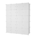 20 Cube Organizer Stackable Plastic Cube Storage Shelves Design Multifunctional Modular Closet Cabinet with Hanging Rod White